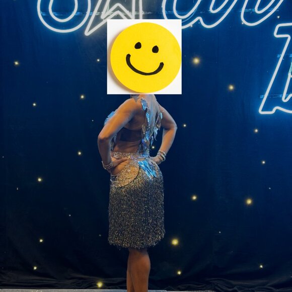 VESA SILVER FRINGE LATIN RHYTHM BALLROOM DRESS - Picture 10 of 13